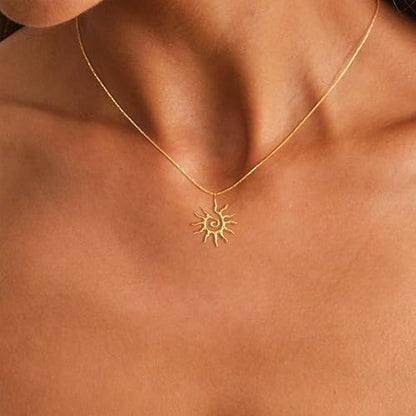 Lariat Necklaces for Women - Dainty Long Necklace Trendy 14K Gold Plated Hypoallergenic Layered Long Y-Shape Sunburst CZ T-Bar Pendant Drop Chain Necklace Set for Women Non Tarinsh Jewelry - style: sunburst-gd