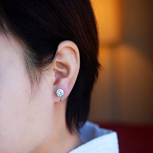 Clip on Earrings Women, 14K Gold Hoop Clip-On Earrings for Women, Hypoallergenic Non Pierced Croissant Earrings - color: White Gold