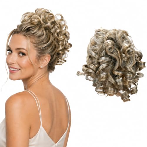 CAISHA Jumbo Hairpiece Scrunchy Updo Voluminous Curly Messy Bun Blond With Highlights G35L - color: blond with highlights #25H101 G35L