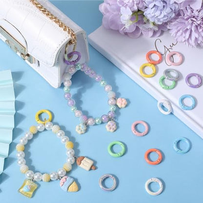 SUNNYCLUE 1 Box 16Pcs Spring Clasps Ring Spring Gate Ring Spring Clasps Purse O Ring Metal Round Carabiner Clips Trigger Spring O Rings for Jewelry Making Keyrings Buckle Bags Purses DIY Crafts - color: 1 Box 16pcs 8 Colors Spring O Ring 20mm