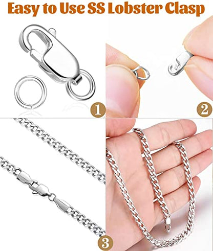 Kcctoo Silver Lobster Claw Clasp with Closed Jump Rings 14K Gold Necklace Clasps and Closures for Jewelry Making, Made in Italy 12mm(0.47inch) (8pcs Silver) - color: 8pcs Silver