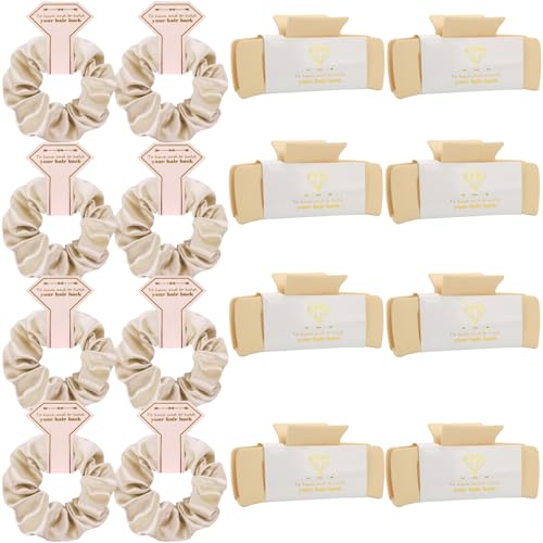 Bridesmaid Scrunchies Proposal Gifts 4.1 Inch Square Set of 8 Bachelorette Hair Claw Clips ideas Bridal Shower Gift for Wedding Party Favors (16pcs Champagne) - color: 16pcs Champagne