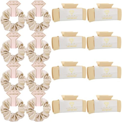 Bridesmaid Scrunchies Proposal Gifts 4.1 Inch Square Set of 8 Bachelorette Hair Claw Clips ideas Bridal Shower Gift for Wedding Party Favors (16pcs Champagne) - color: 16pcs Champagne