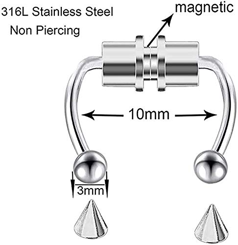 Magnetic Septum Nose Ring Horseshoe Fake Nose Ring Hoop Reusable Nose Ring Hoop Non-Piercing 316L Stainless Steel - 5 Pack