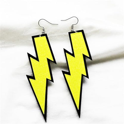 ONLYJUMP Acrylic Exaggerated Lightning Earrings Statement Punk Retro Geometric Delicate Neon Personalized Earrings Accessory Jewelry for Women - color: Glitter Yellow