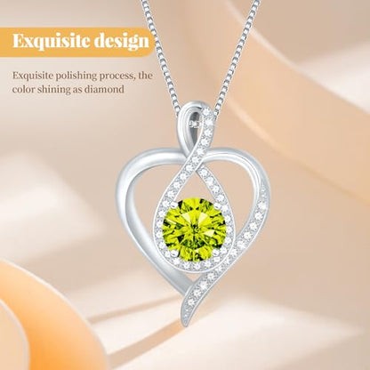 925 Sterling Silver Infinity Heart Necklace for Women, Rhodium Plated Cubic Zirconia Pendant Gift for Girlfriend Wife Mom - Anniversary Valentine's Day Birthday Present with Elegant Gift Box - color: Silver-08-Aug