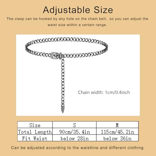 Gold Chain Belt for Women, Metal Cuban Link Waist Belt with Adjustable Buckle, Fashion Chunky Chain for Dresses Jeans - color: Silver-Cuban Link