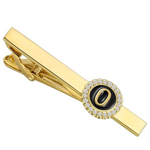 HAWSON 2.2 Inch Tie Clips for Men 18K Gold Color (A-Z Initial) for Men's Fashion Accessories Wedding Day Wearing,Men’s Jewelry or Gifts for Him,Birthday Anniversary - color: Gold-O