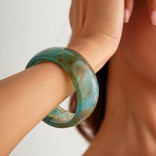 Colorful Acrylic Resin Open Cuff Bracelets Simple Transparent Chunky Thick Bangle Statement Irregular Geometric Resin Wide Wristband Chunky Acetate Wrap Cuff Bracelets - color: B-03