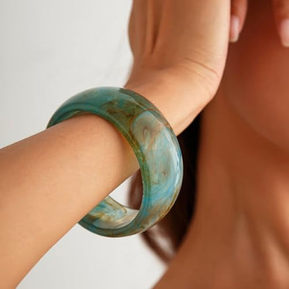 Colorful Acrylic Resin Open Cuff Bracelets Simple Transparent Chunky Thick Bangle Statement Irregular Geometric Resin Wide Wristband Chunky Acetate Wrap Cuff Bracelets - color: B-03
