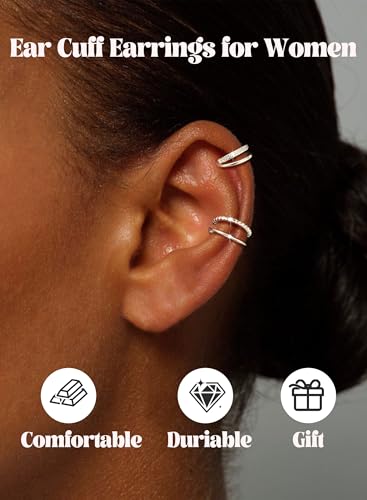 3Pcs Ear Cuff Earrings for Women Non Piercing14K Gold Plated Ear Cuffs Clip on Cartilage Earrings Adjustable Fake Earrings Lightweight