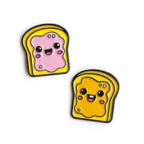 Enamel Pin Set (2 Pins Per Set) for Backpack, Bag, Lapel, Kawaii Button Collector - style: PB & J
