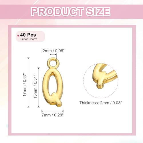 uxcell Letter Charm, Alloy Letter Initial Alphabet Charm for DIY Craft Jewelry Making Bracelets Earrings Necklace - color: Gold - Q