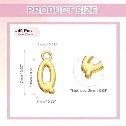 uxcell Letter Charm, Alloy Letter Initial Alphabet Charm for DIY Craft Jewelry Making Bracelets Earrings Necklace - color: Gold - Q
