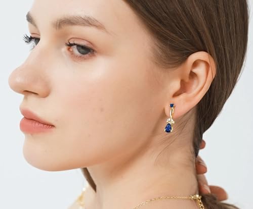 Jewelry Set for Women Bride Bridesmaid Wedding Party Prom Necklace Earrings Bracelet Set Gift for Mother Wife Friend - color: Gold-Blue
