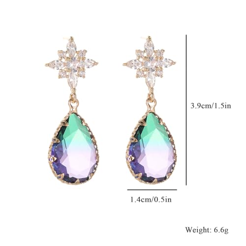 Crystal Earrings CXUEMH Teardrop Earrings for Women Blue and Green Dangle Earrings Elegant Earrings for Prom Emerald Green Earrings Formal Jewelry Crystal Drop Earrings - color: Style G