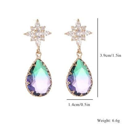 Crystal Earrings CXUEMH Teardrop Earrings for Women Blue and Green Dangle Earrings Elegant Earrings for Prom Emerald Green Earrings Formal Jewelry Crystal Drop Earrings - color: Style G