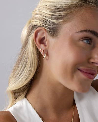 PAVOI 14K Gold Plated 925 Sterling Silver Posts Mini Stud Flat Back Earrings for Women | Helix Cartilage Piercing Jewelry | Dainty Pearl Star Cluster Cubic Zirconia Lotus Climber Screw Backs - style: Pearl Stud