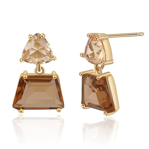 Hypoallergenic Brown Crystal Dangle Earrings for Women | Fashionable Amber Drops Ideal for Sensitive Ears - color: Brown, size: Small