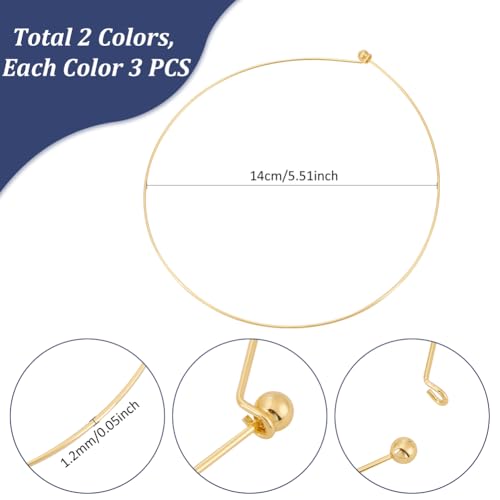 UNICRAFTALE 6Pcs Wire Wrap Collars Necklaces Metal Plain Chocers Collar Necklace Open Choker Necklaces for Women Open Choker Necklace Gifts - color: Gold & Platinum