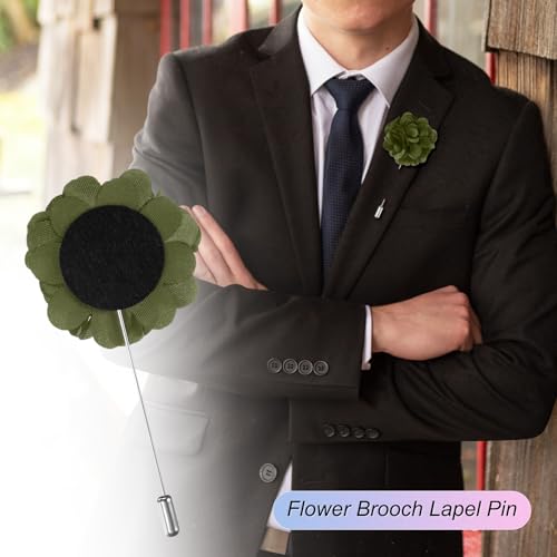 M METERXITY Flower Lapel Pins for Men, Boutonnieres Pin Camellia Flower Groom Boutonnieres for Wedding/Graduation - color: Army Green