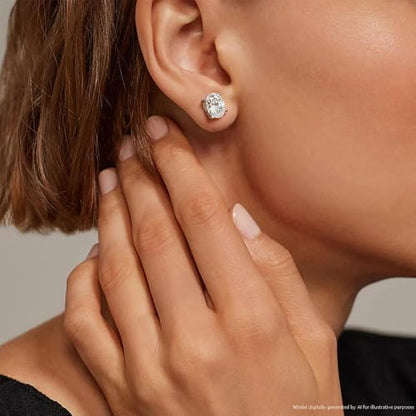 Brilliant Heart-cut/Oval-cut/Trillion-cut/Cushion-cut/Emerald-cut/Marquise-cut Stud, 925 Sterling Silver Cubic Zirconia Stud Earrings for Women Men - style: B-Oval-cut
