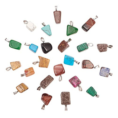 DanLingJewelry 24Pcs Random Irregular Natural and Synthetic Gemstone Pendants Healing Chakra Reiki Stone Bead Charms for Jewellery Making - color: 24pcs - gemstone