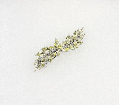 Faship Citrine Yellow Small Floral Hair Barrette Clip - color: Yellow / Citrine