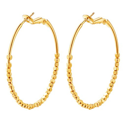 Gold Earrings 14k Gold Plated Hoop Earrings Dainty Pearl hoop Disc Coin Bead Starfish Teardrop Circle Dangle Drop Earrings for Women Hypoallergenic Jewelry Gifts - color: 50mm Gold Hoop