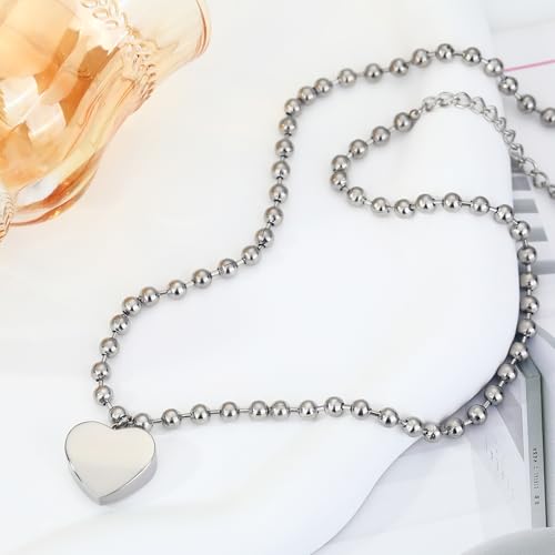 Chunky Gold Necklace for Women, 18K Waterproof Heart Necklace Statement Necklace Gold Charm Necklace Chunky Jewelry Paperclip Chain Choker Gift for Women - style: Silver 3D Heart