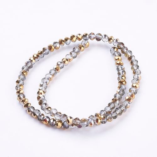 1350pcs Faceted Rondelle Glass Seed Beads 3x2mm Mini Crystal Loose Spacer Beads for DIY Friendship Bracelet Necklace Beading Craft Jewelry Making Ornament, Gold - color: Gold