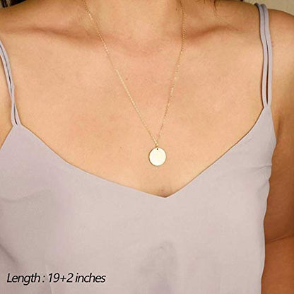 Turandoss Dainty Layered Choker Necklace, Handmade Y Pendant Necklace Multilayer Bar Disc Necklace Adjustable Layering Choker Necklaces for Women - style: 2PCS - Disc&Disc