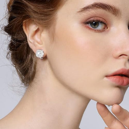 Cubic Zirconia Clip on Earrings - Women Hypoallergenic Comfortable Non Pierced Stud Earrings for Wedding and Dance Competitions, Clip-on Earrings Silver Gold - color: Silver