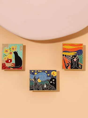 Cartoon Animal Enamel Brooch Set Cute Butterfly Duck Cat Lapel Pins for Backpacks Jacket Decoration Gifts for Friends - style: Cat