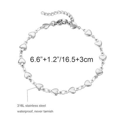 14K White Gold Plated Link Bracelet for Women Heart Star Round Beaded Charms Dainty Chain Simple Jewelry Gifts - color: heart link-2-white