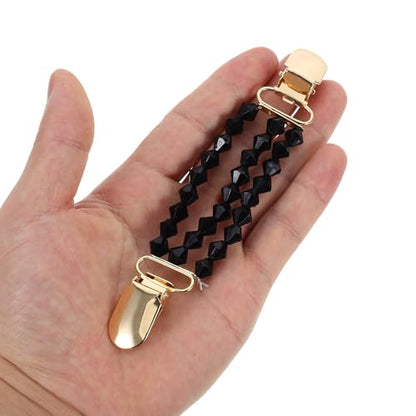 GANAZONO Faux Pearl Sweater Clips with Metal Chain for Dresses and Cardigans, Versatile Use to Hold Sweater Together, Elegant and Chic Brooch Pins for Daily Wear and Evening Events