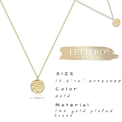 Fettero Pendant Necklace Gold Choker Layered Coin Open Karma Circle Full New Crescent Moon 14K Gold Plated Simple Dainty Necklaces for Women Jewelry Gift - style: Full Moon Gold