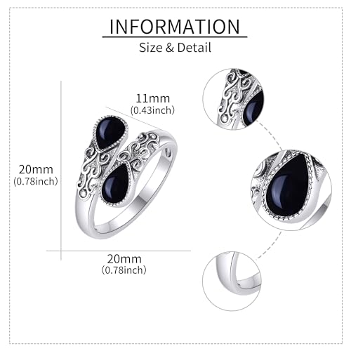 Ring for Women Sterling Silver Adjustable Band Open Rings Jewelry Gifts for Girls - style: Lapis lazuli