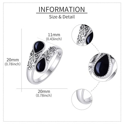Ring for Women Sterling Silver Adjustable Band Open Rings Jewelry Gifts for Girls - style: Lapis lazuli