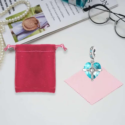LNQOBU Birthstone Charm for Bracelets,925 Sterling Silve Heart Dangle Charms for Pandora Bracelets - color: L-December