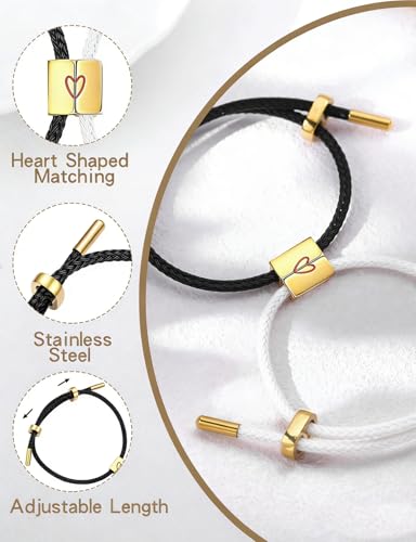 COTATI Matching Couple Bracelets for Him and Her, Friendship Relationship Promise Bracelet for Boyfriend Girlfriend, Anniversary Love Jewelry Gifts Set - color: Black-White