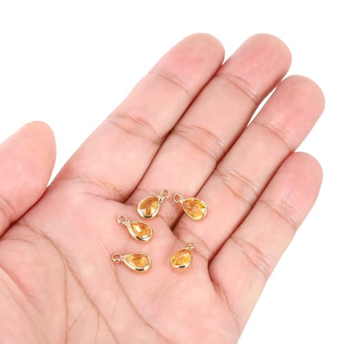 PATIKIL Birthstone Charm Beads Drop Pendant, Handmade Birthstone for Personalized Earrings Bracelet Necklace - color: Golden Tone, size: 0.47" x 0.24"