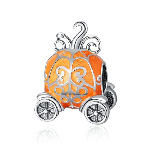 Charm for Bracelets and Necklaces, Heart Animals 925 Sterling Silver Bead Celestial Sun Moon Star Charms Jewelry Gift for Women Girls - color: Glow-in-the-dark Pumpkin Car Charm