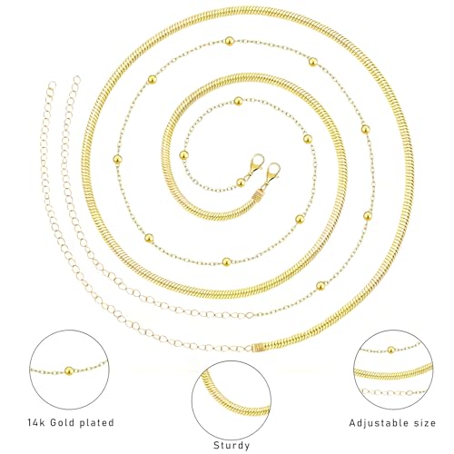 NEWITIN 4 Pieces Waist Chain for Women Gold Plated Adjustable Belly Chain Dainty Layered Summer Beach Body Chains Sexy Bikini Body Chains Jewelry Accessories for Women - color: 4 Pieces Gold Silver Classic