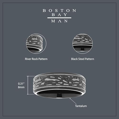 Boston Bay Diamonds Tantalum Comfort Fit Mens Wedding Band or Fashion Ring - 7mm & 8mm - Choice of Style - color: 8mm Black Steel Pattern