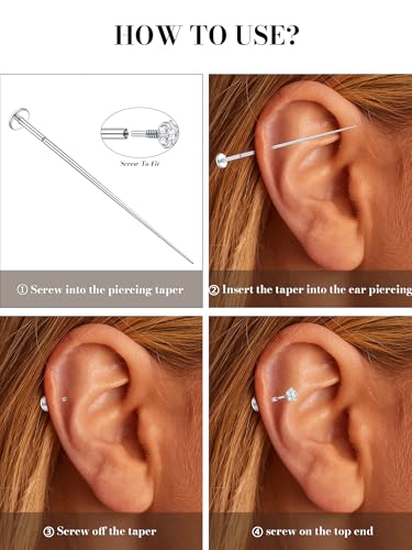 Oveta 16G 18G Flat Back Studs Earrings for Tragus Cartilage Piercing Jewelry, Surgical Steel Nose Rings Hoops 6/8/10mm, Silver/Gold - color: Silver, size: 18g*6/8/10mm bar