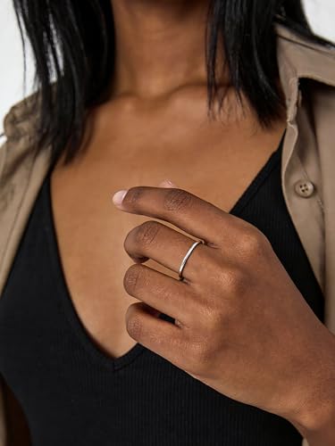 FOCALOOK 28 PCS Knuckle Ring Set 1MM Stainless Steel Women's Thin Plain Band Stacking Midi Finger Rings Set Comfort Fit Silver/Black/Gold/Rose Tone Size 4-10 - color: 01.Stainless steel,7pcs
