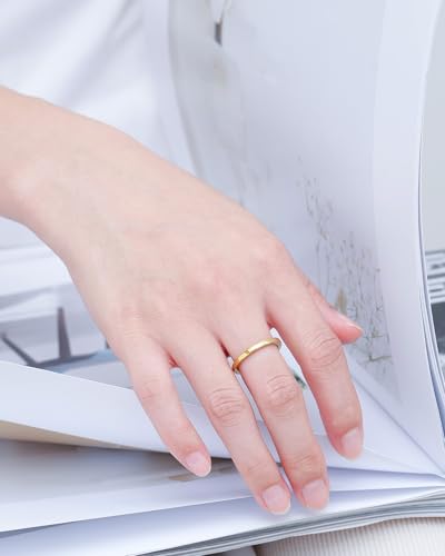 2mm 4mm 6mm Thin Titanium Wedding Rings Band for Women Man - color: Gold-2mm