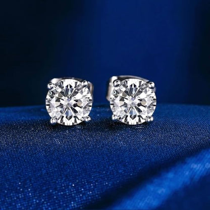 18K White/Yellow Gold Plated Stud Earrings for Men Women 4 Prong Graduated Round Clear Cubic Zirconia Hypoallergenic Earrings Set 3-8MM - color: White Gold Plated, size: 3MM