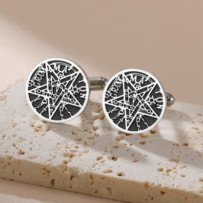 Cufflinks for Men Delicate Stainless Steel Wedding Business Cufflinks Gifts for Groom Husband French Shirt Accessories - style: Solomon's Star-Silver